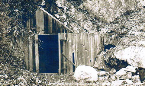 picture of the original wooden cave door