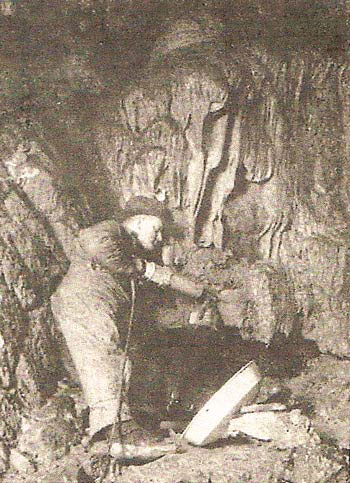 picture of the Crystal Cave getting rewired for electricity